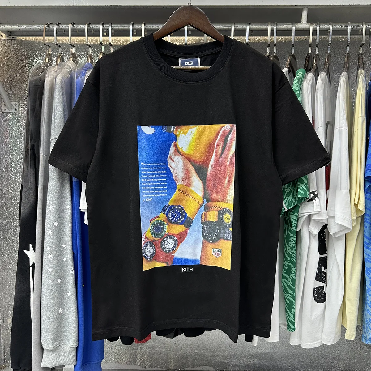 American KITH Retro Streetwear Cotton T-Shirt round Neck Short Sleeve Loose Fit Unisex Printed Casual Top for Youth