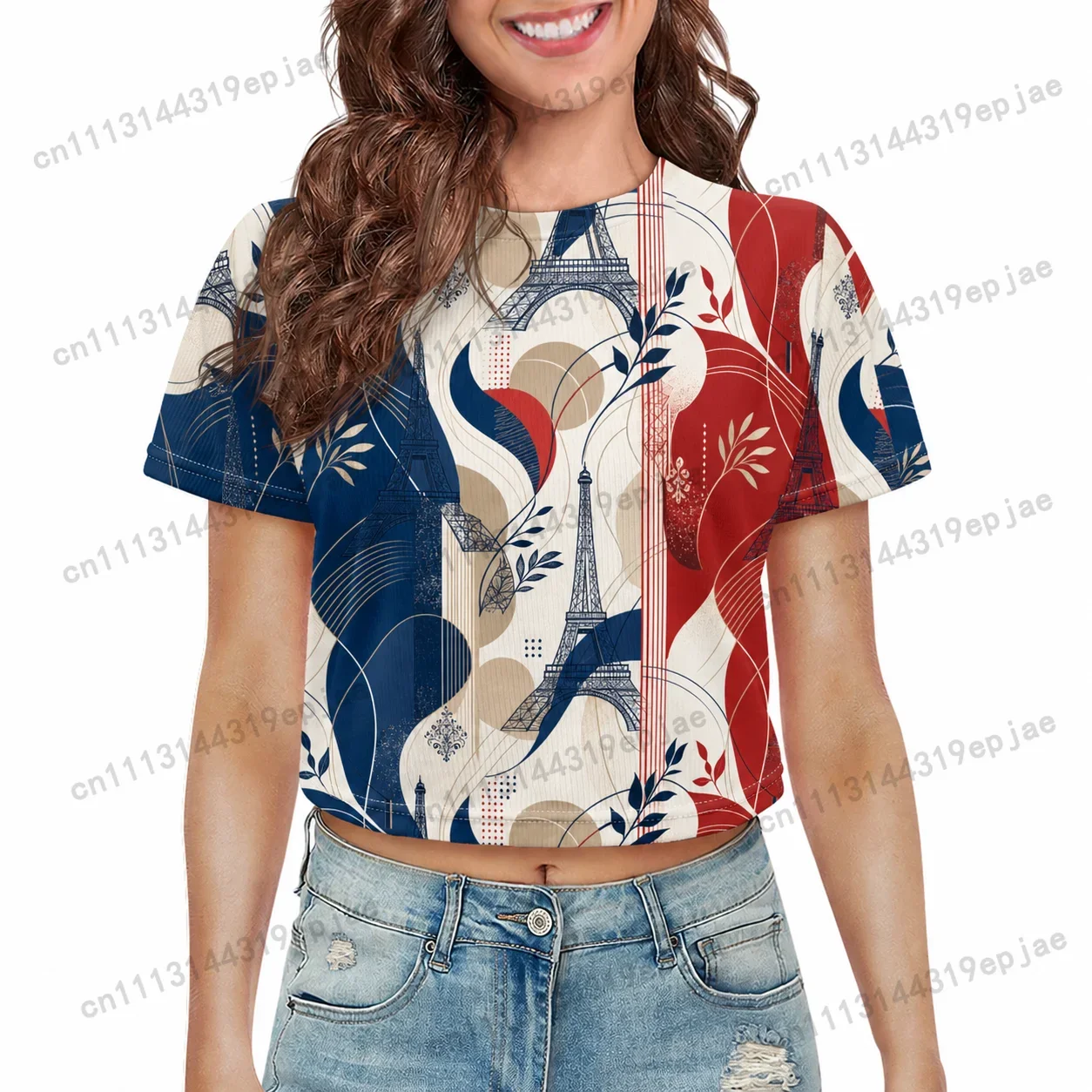 France Finland Egypt National Flag Eagle Print Crop Tops Women Short Sleeve O-neck Casual Streetwear Y2K Green Summer T-shirt