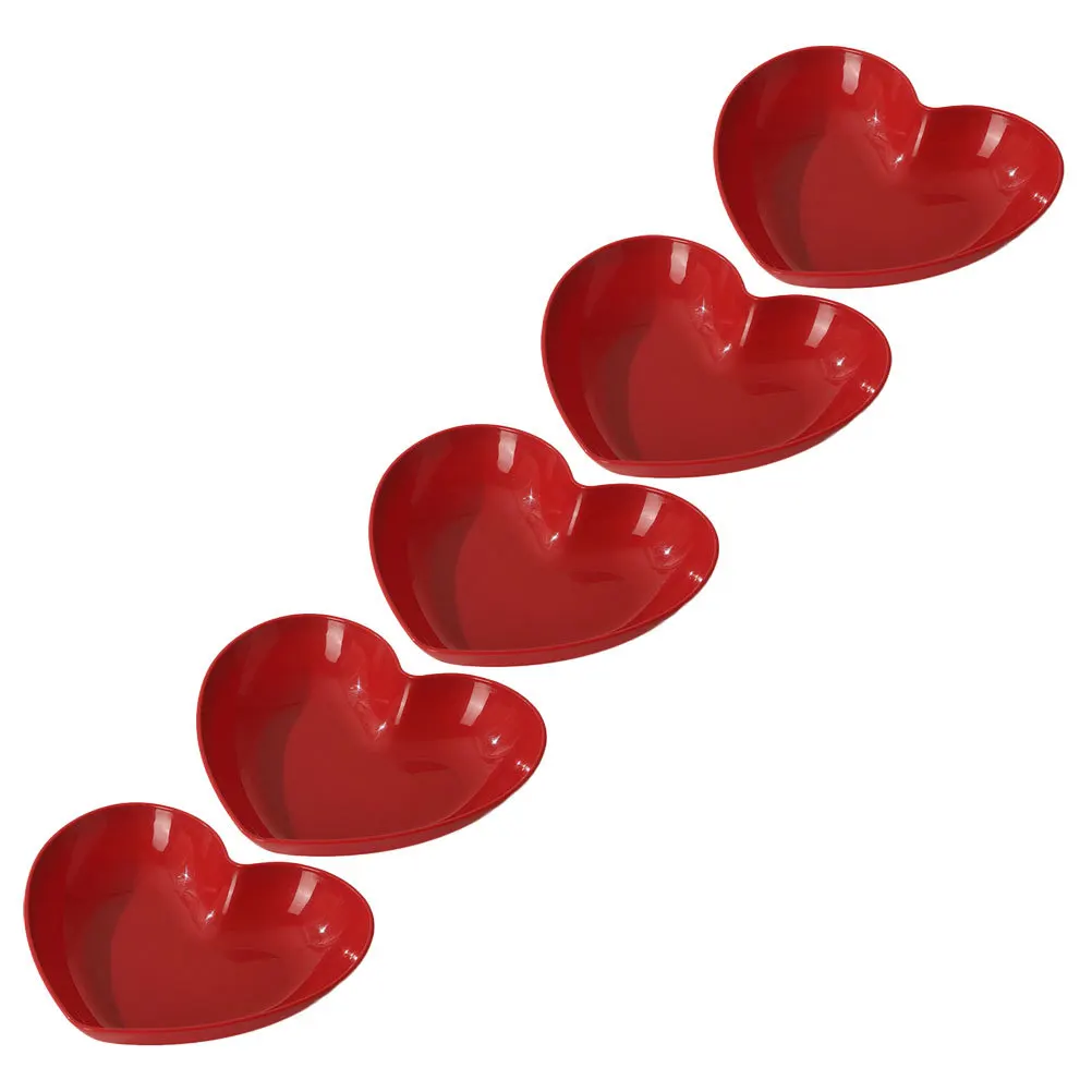 

5Pcs Heart Shaped Plate Reusable Food Serving Dish Multi-Function Snack Storage Tray Fruit Dessert Platter Household Tray