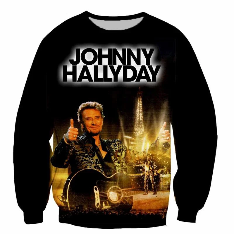 Rock French Johnny Hallyday Sweatshirts 3D Printing Unisex Pullover Men Women Tshirts Long Sleeve Hip Hop T-shirt Man Tops