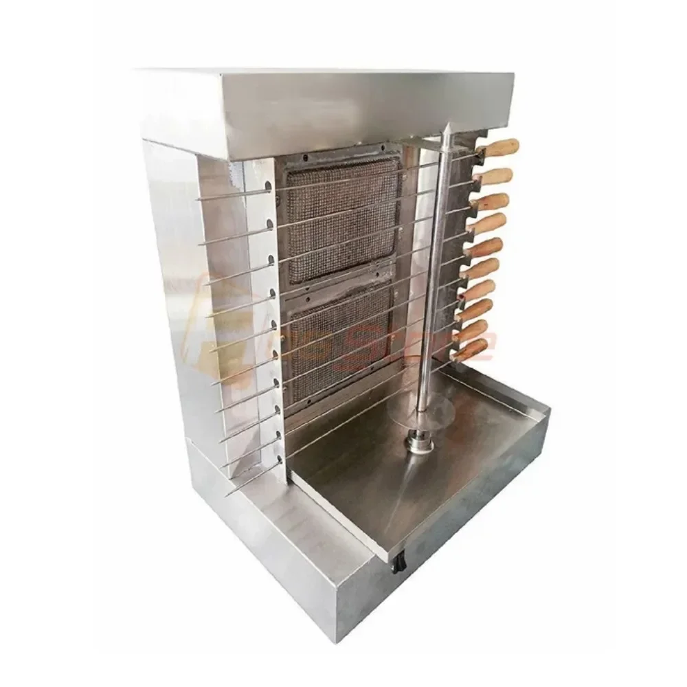 110V/220V LPG Gas BBQ Spinning Grills Rotary Shawarma Doner Kebab Gyros Machine 2 Burners Home Shawarma Machine