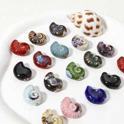 10pcs Ceramic Beads Multicolor 3D Conch Sea Snail For DIY Jewelry Making Necklace Bracelets Jewelry Findings About 21mm x 17mm