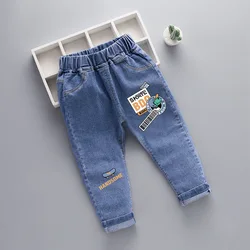 Children's fashion Spring and Autumn Jeans 2024New Boys' Korean Edition Cartoon Elastic Jeans Girls' Versatile Jeans 1-6Y