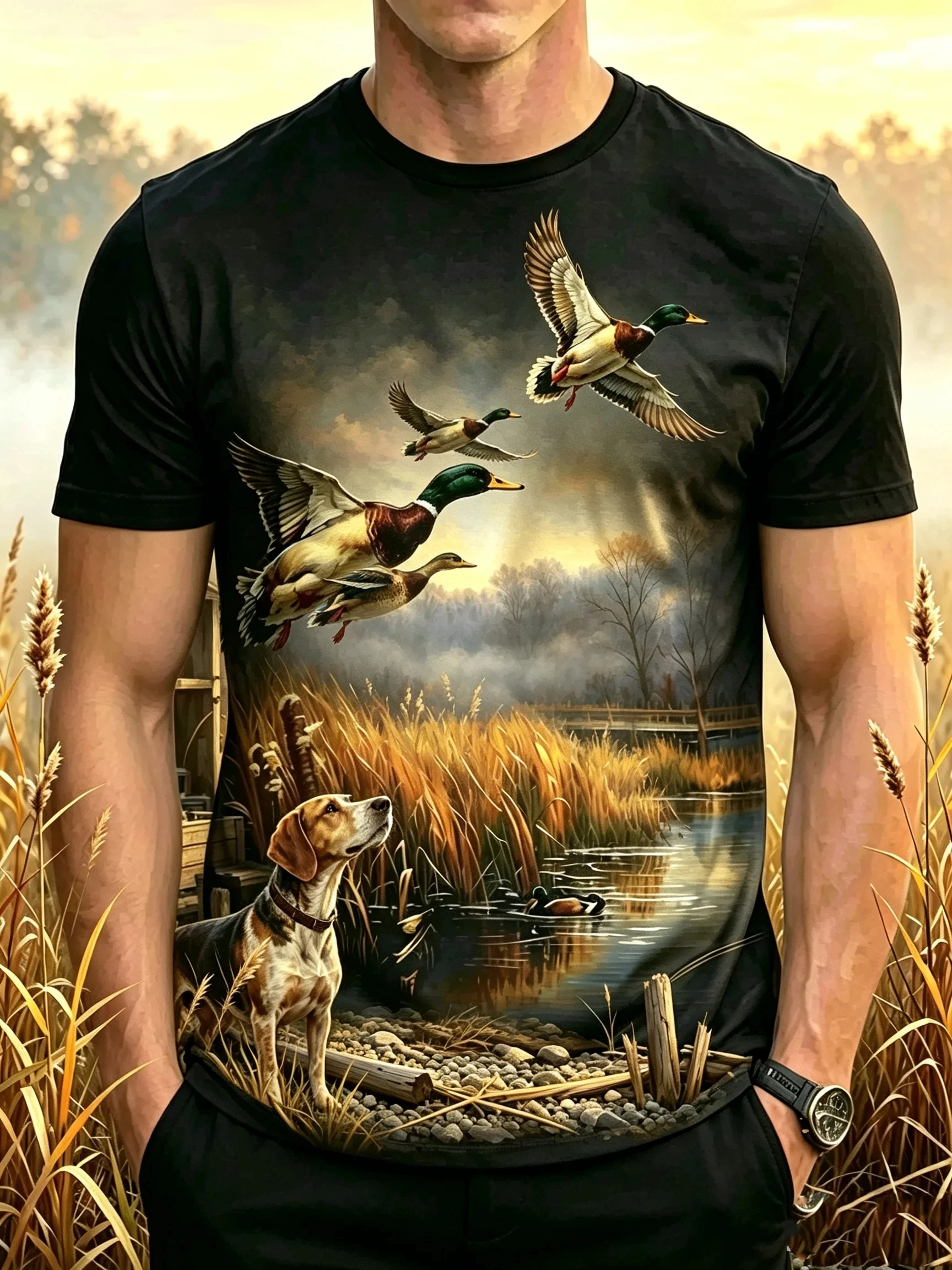 Мужская футболка с 3D-принтом  – обзор и цена Outdoor Hunting Graphic Tees