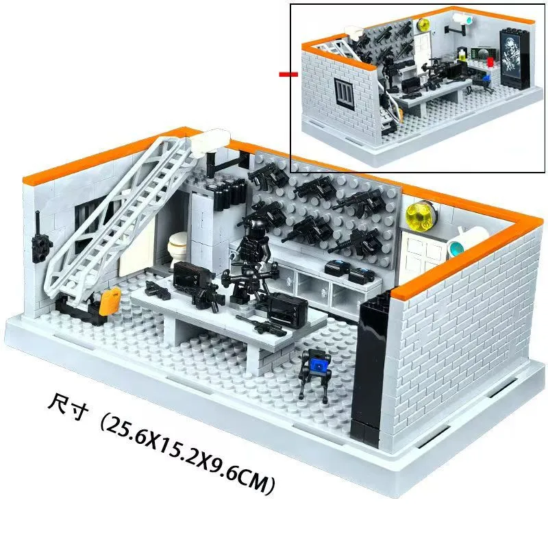 

SWAT Armory Building Blocks Set Police Command Center Scene with Weapons & Ladder, Educational Construction Toy For Kids