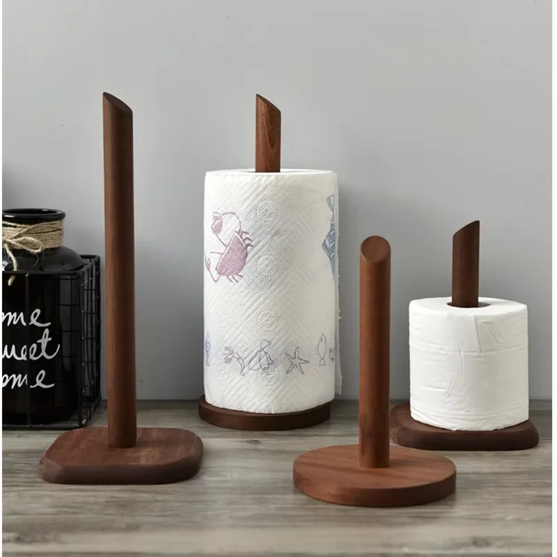 

Вертикальный деревянный держатель для салфеток, современный кухонный держатель для рулонной бумаги из орехового дерева, нескользящий органайзер, держатель для рулонных бумажных полотенец для хранения
