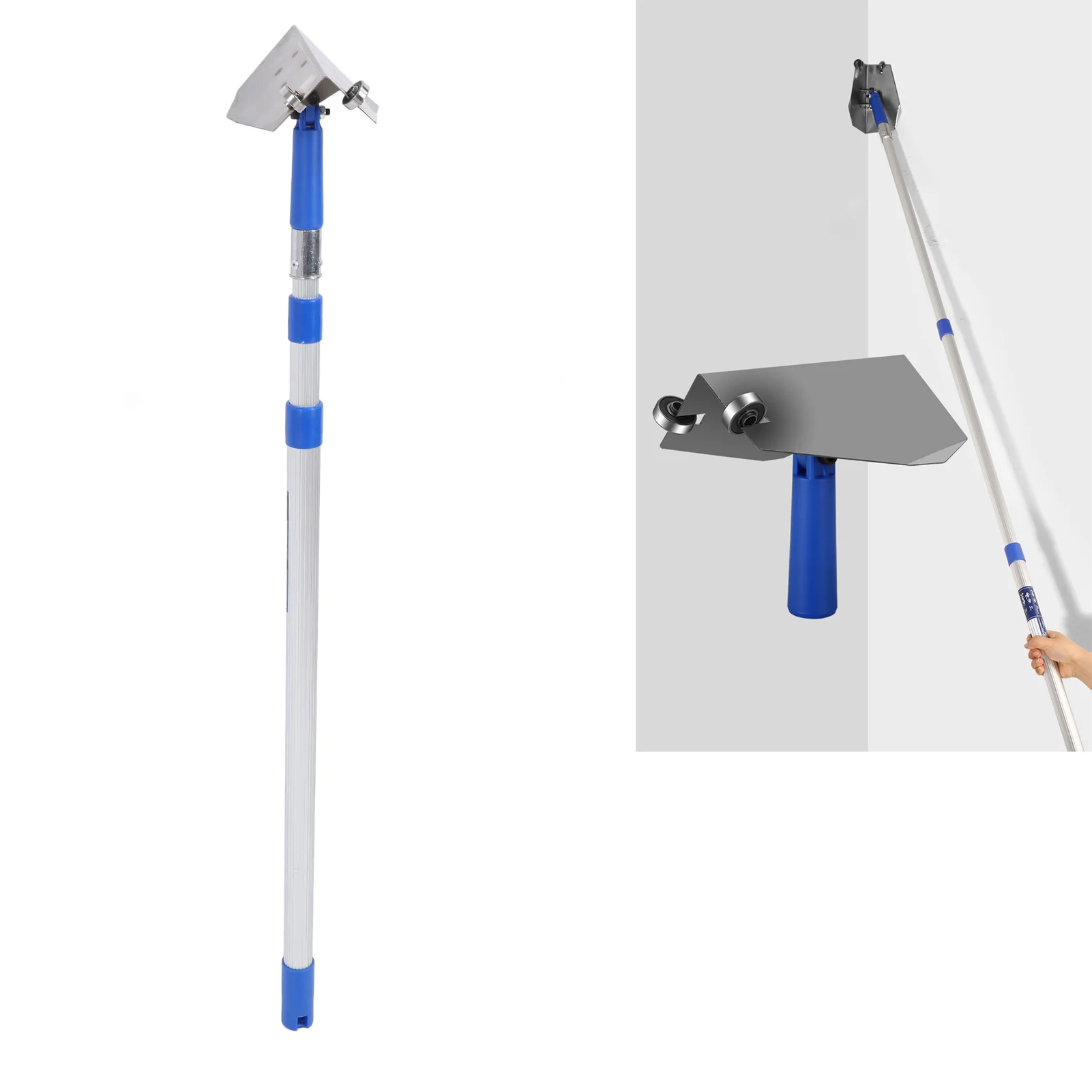 

Wall Corner Drywall Scraper Stainless Steel Bearing Plaster Finishing Tool with 2 Meter Aluminum Alloy Telescopic Pole