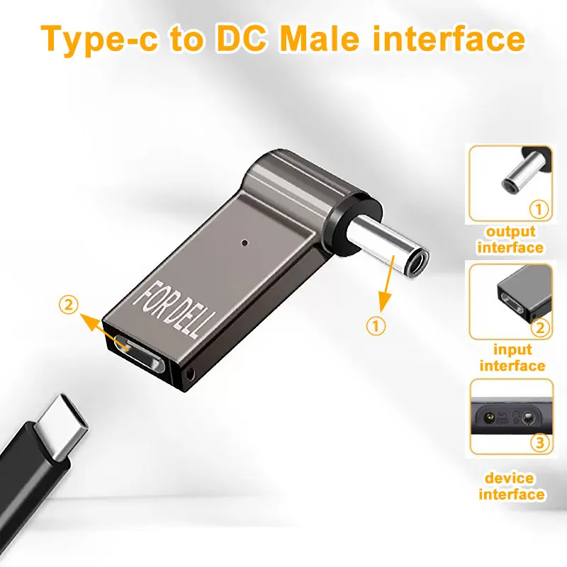 PD 100W Laptop Power Charger Converter Female Type-C To DC Male Jack Plug Supply Adapter Connector 5A For Notebook Computer PC