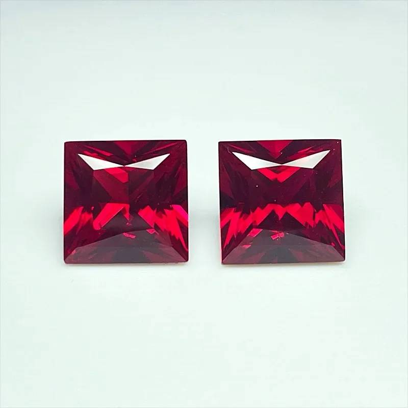Lab Grown Ruby Princess Cut Pigeon Blood Red Color High-quality Charms Jewelry Making Main Materials Selectable  Certificate