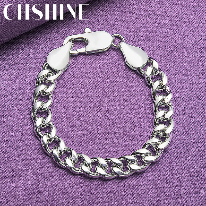 

CHSHINE 925 Sterling Silver 10mm Side Chain Bracelet Fashion Charm Wedding Party High Quality For Women Jewelry