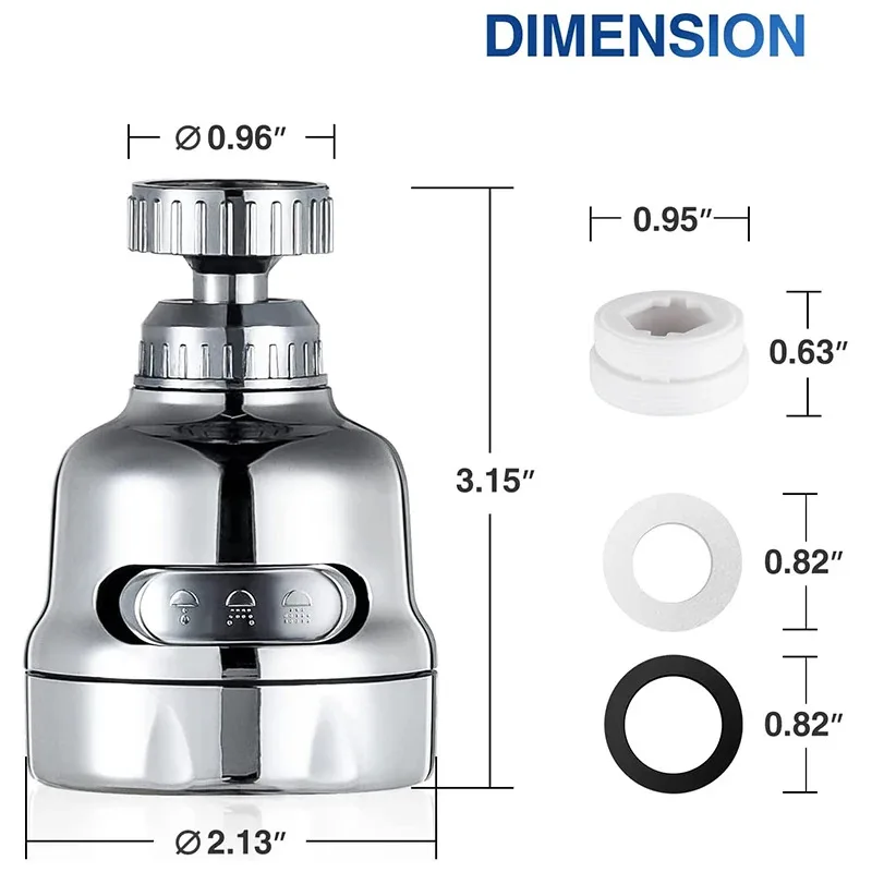 Adjustable Swivel Kitchen Faucet – 360 Degree Aerator Sprayer Filter Nozzle, Water Saving Bath Faucet Connector gallery 3