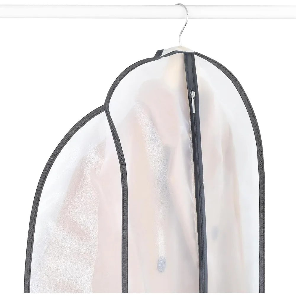 أكياس تخزين السترات الجلدية المسامية، 60 أغطية فساتين وثوب غبار مع 7 أغطية لتعليق الملابس