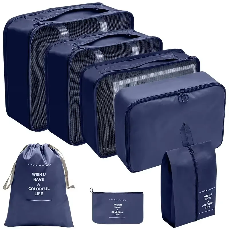7-teiliges Set aus Reise-Aufbewahrungstaschen, Koffer-Packwürfeln, Handgepäcktaschen, Kleidungs- und Schuh-Organizer-Taschen, faltbar, leicht zugänglich – Detail 1