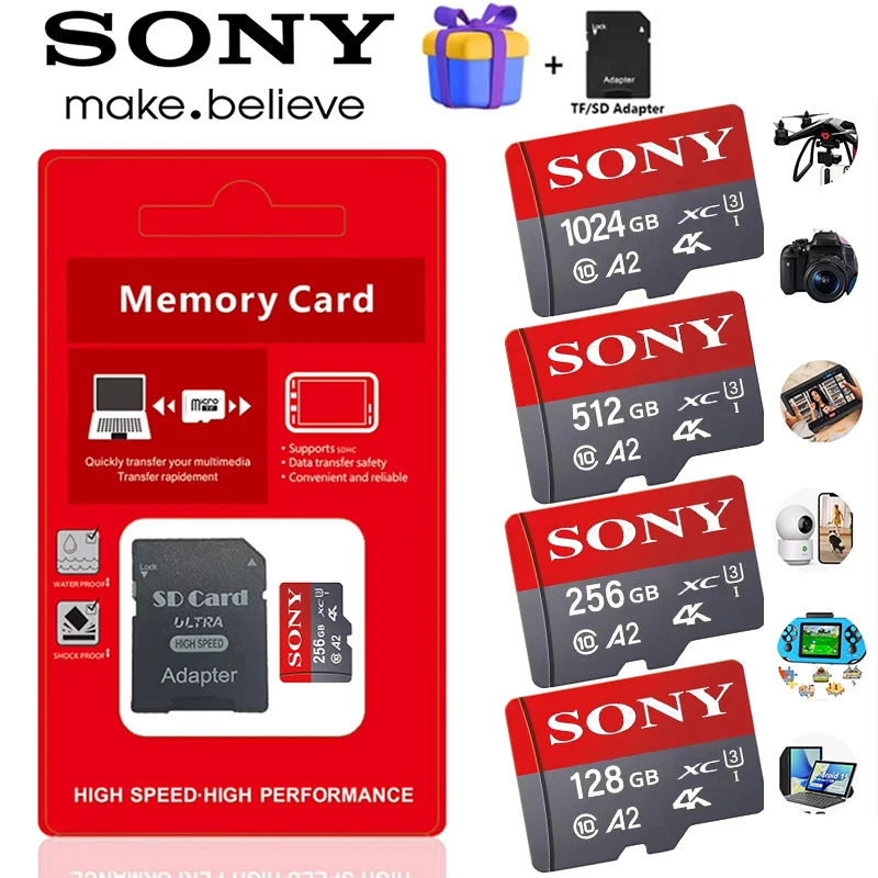 SONY haute vitesse Micro TF carte SD 256GB 512GB carte mémoire V30 cartes mémoire SD 1 to cartes de capacité de masse pour Smartphone/PC/ordinateur portable