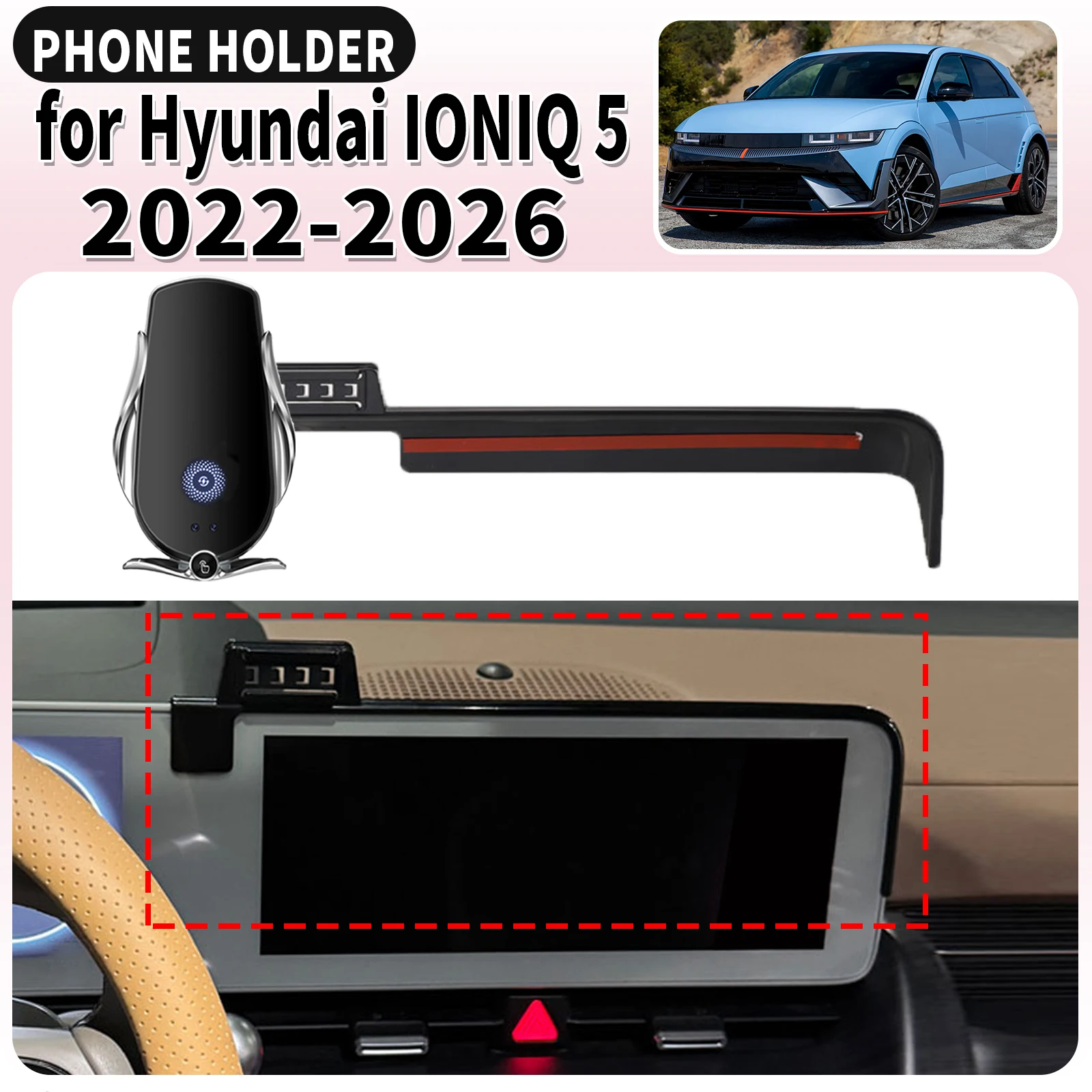 

for Hyundai IONIQ 5 2022-2026 N-line ​​Screen Base Mount Phone Holder Dedicated Clip-On Navigation Bracket Car​​ accessoires