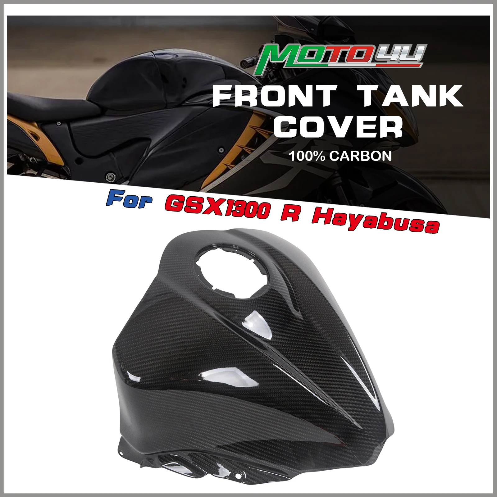 

2021 2022 2023 для Suzuki GSX1300R Hayabusa, 100% передняя крышка бака из углеродного волокна, модифицированная крышка расширения бака мотоцикла