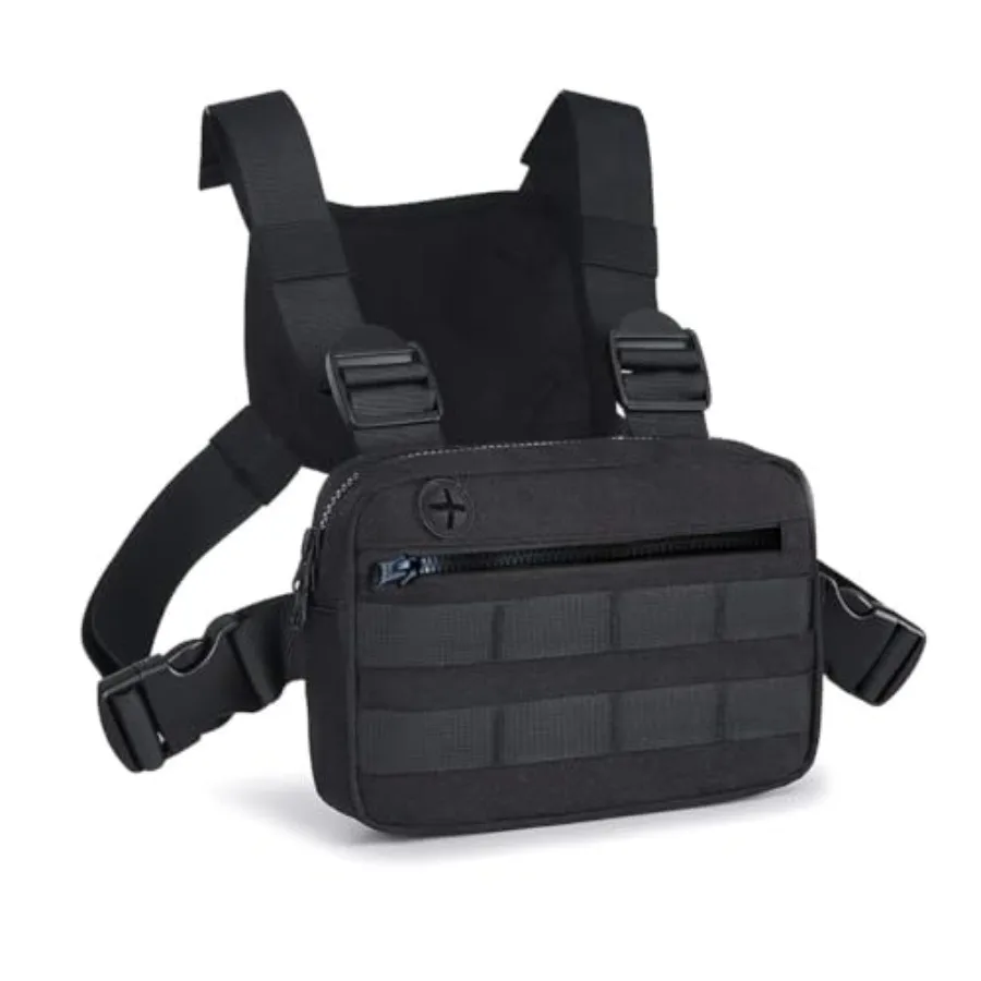 

Outdoor Chest Bag For Men EDC Chest Pack With Built-In Phone Holder Lightweight Chest Rig Pouch