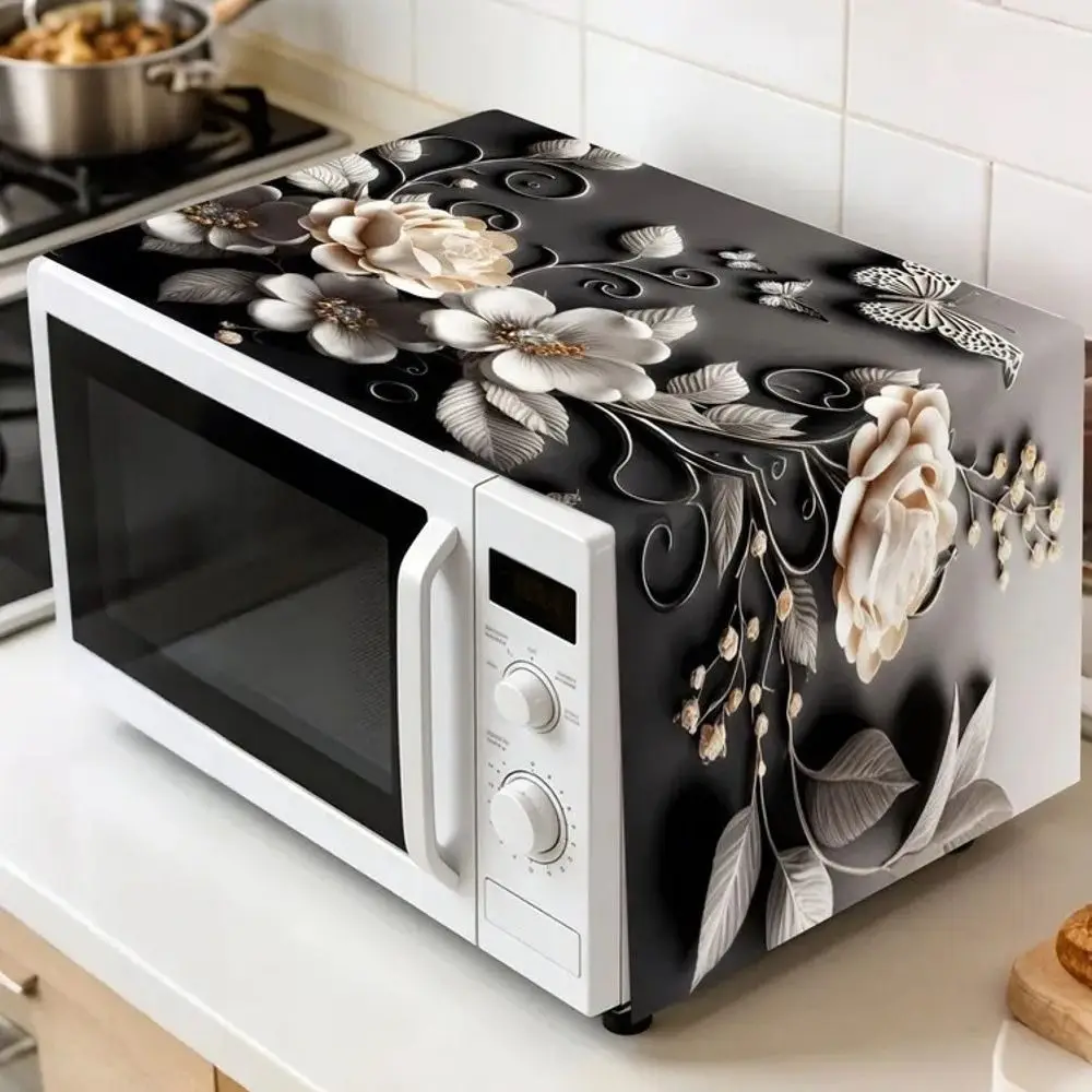 85x35cm Microwave Oven Dust Cover Washable Polyester Fabric Protective Cover Oil Proof Waterproof Microwave Dust Cover