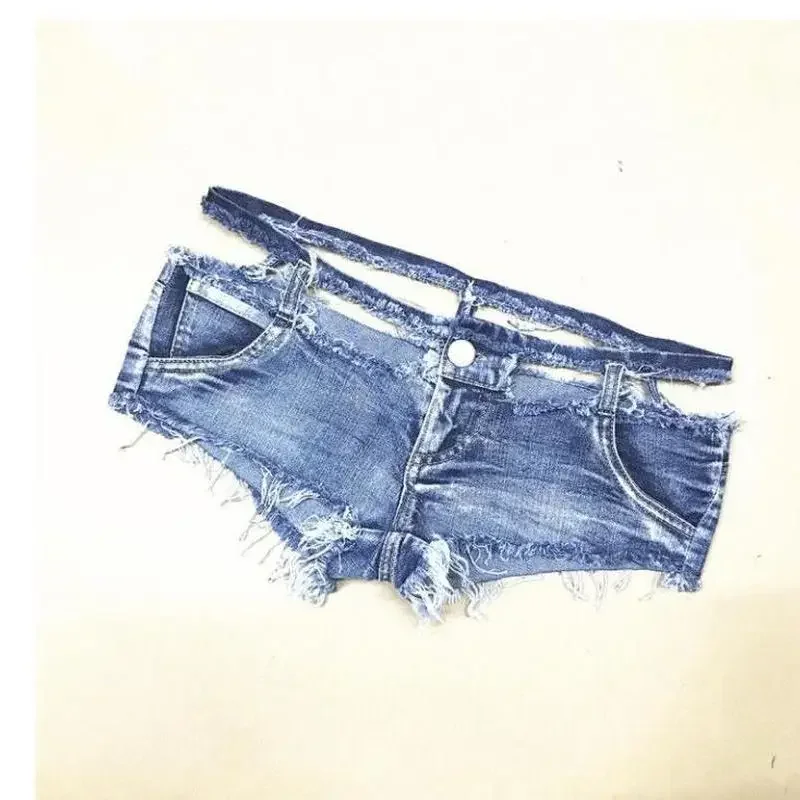 Invisible Open-Seat Pants Nightclub Shorts Sexy Night Club Low Waist Super Short Shorts Summer Wear Worn Denim Shorts Sex Free