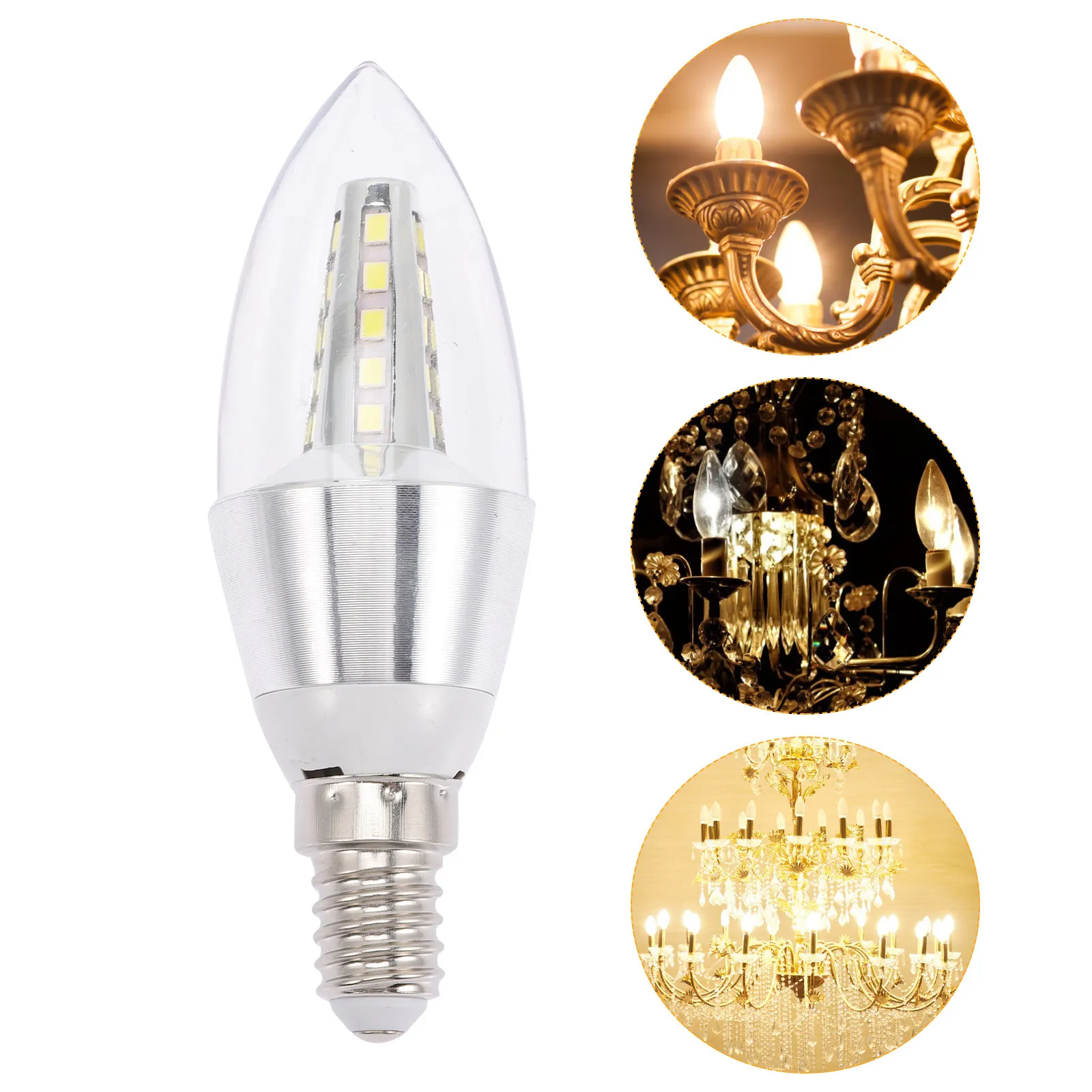 E14 LED Candelabra Bulbs 5W 2 Pack Energy Saving Clear Chandelier Lamps for Ceiling Light Fixtures