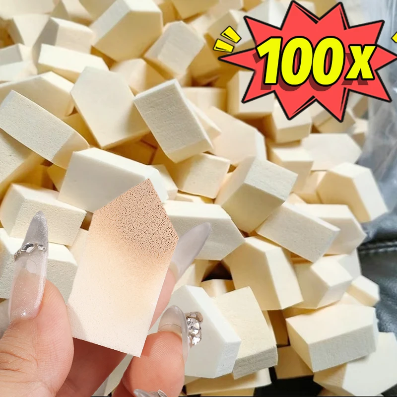 100Pcs Mini Atex Cosmetic Puff Mini House Shape Wet Dry Use Detail Beauty Soft Professional Smearing Facial Supplies Powder Puff