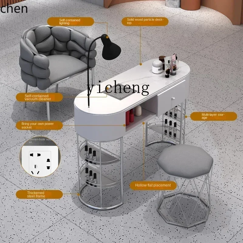 YFY  Multifunctional Nail Art Table and Chair Set Single Double Light Luxury Vacuum Cleaner Nail Art Table