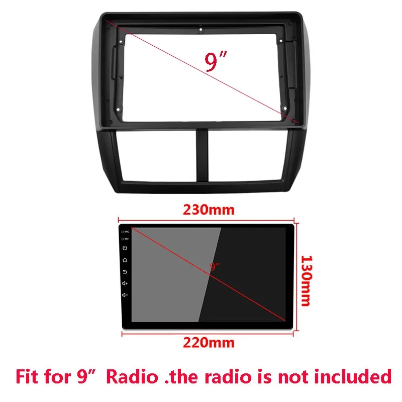 

9inch 2 Din Car Radio Fascia For SUBARU Forester Impreza 2007-2012 car Video Player Audio Frame Dashboard Panel Mount Kit