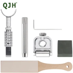 Leather Craftool - Stainless steel Bearing Pro Swivel Knife, Edge Sharpening Adjuster Guide Tool & Double Side Leather Strop Kit