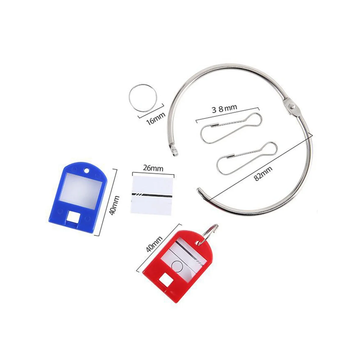 Portable Metal Ring Key Organizer with 10 Spring Hooks & Key Tags with Ring and Label Window