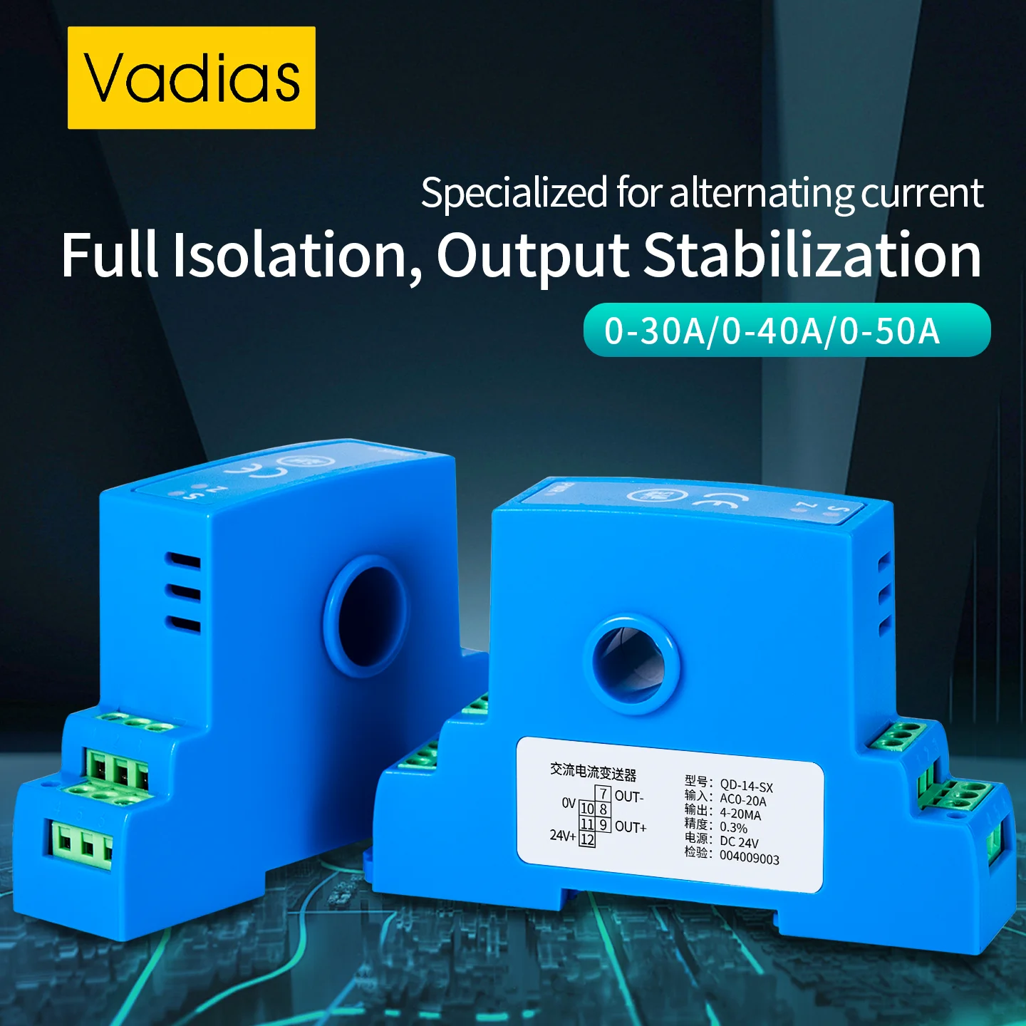 AC/DC Current Transmitter 8mm/12mm/15mm 0-150A DC24V Current Sensor 4-20MA 0-5V 0-10V AC/DC Current Transmitter