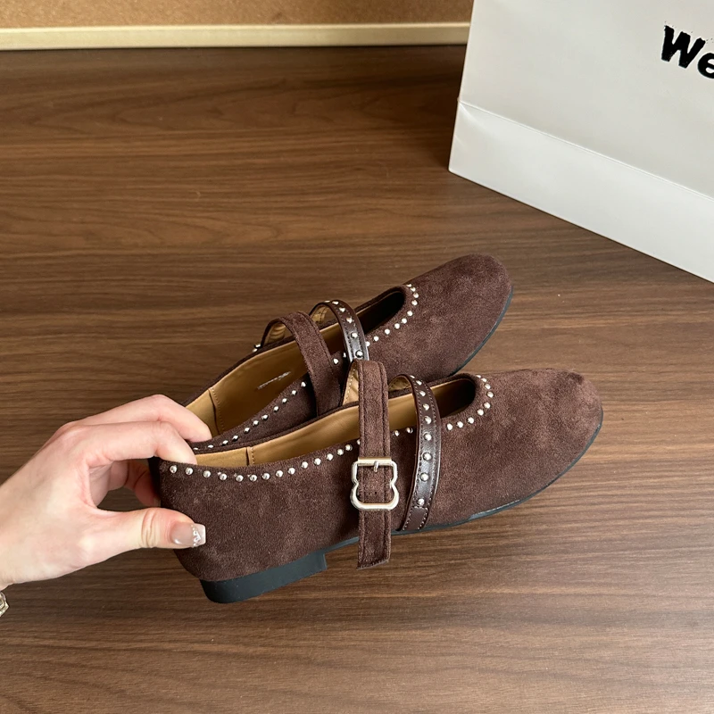

Women Ballet Flat Shoes Round-toed Mary Jane Dress Zapatillas De Mujer Autumn New 2025 Casual Work Shallow Sandals Buckle Shoes