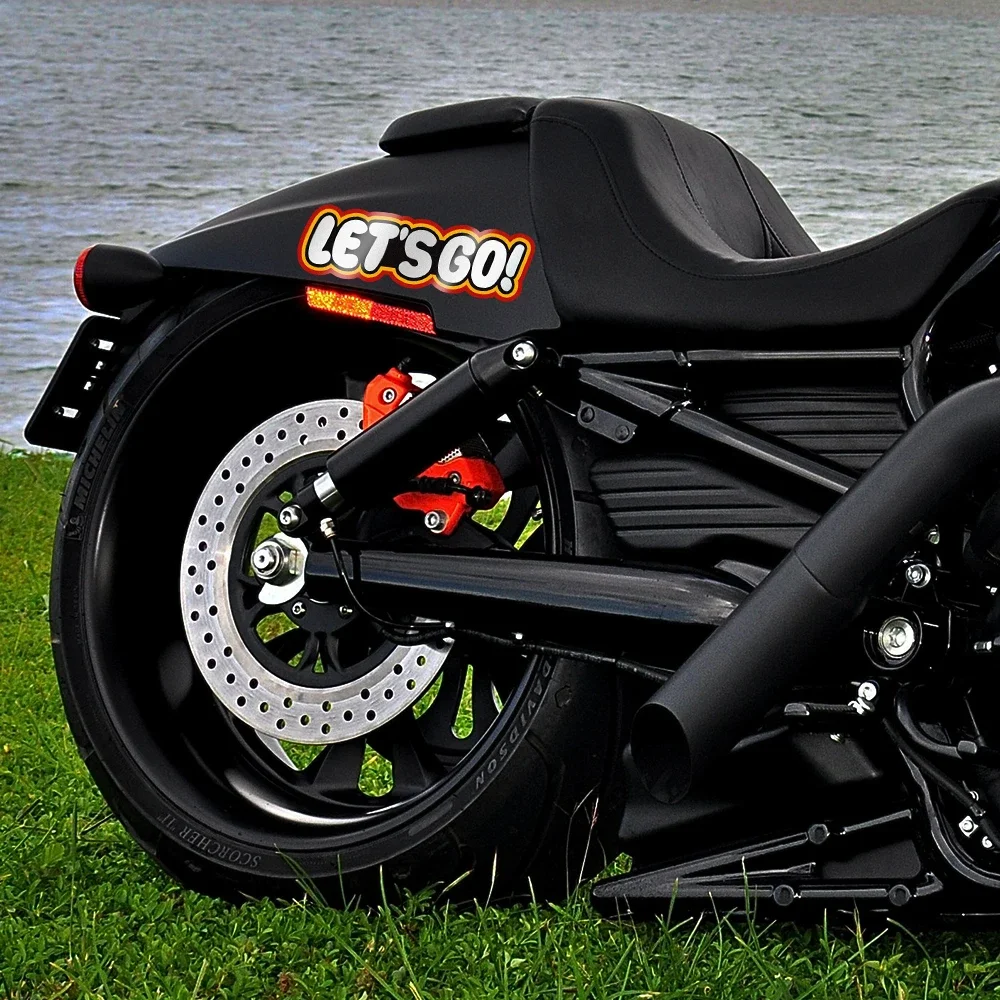 

Наклейки на мотоцикл Lets Go, креативные наклейки на окно автомобиля, мотоциклетный шлем, царапины, графика, водонепроницаемые милые аксессуары для автомобиля