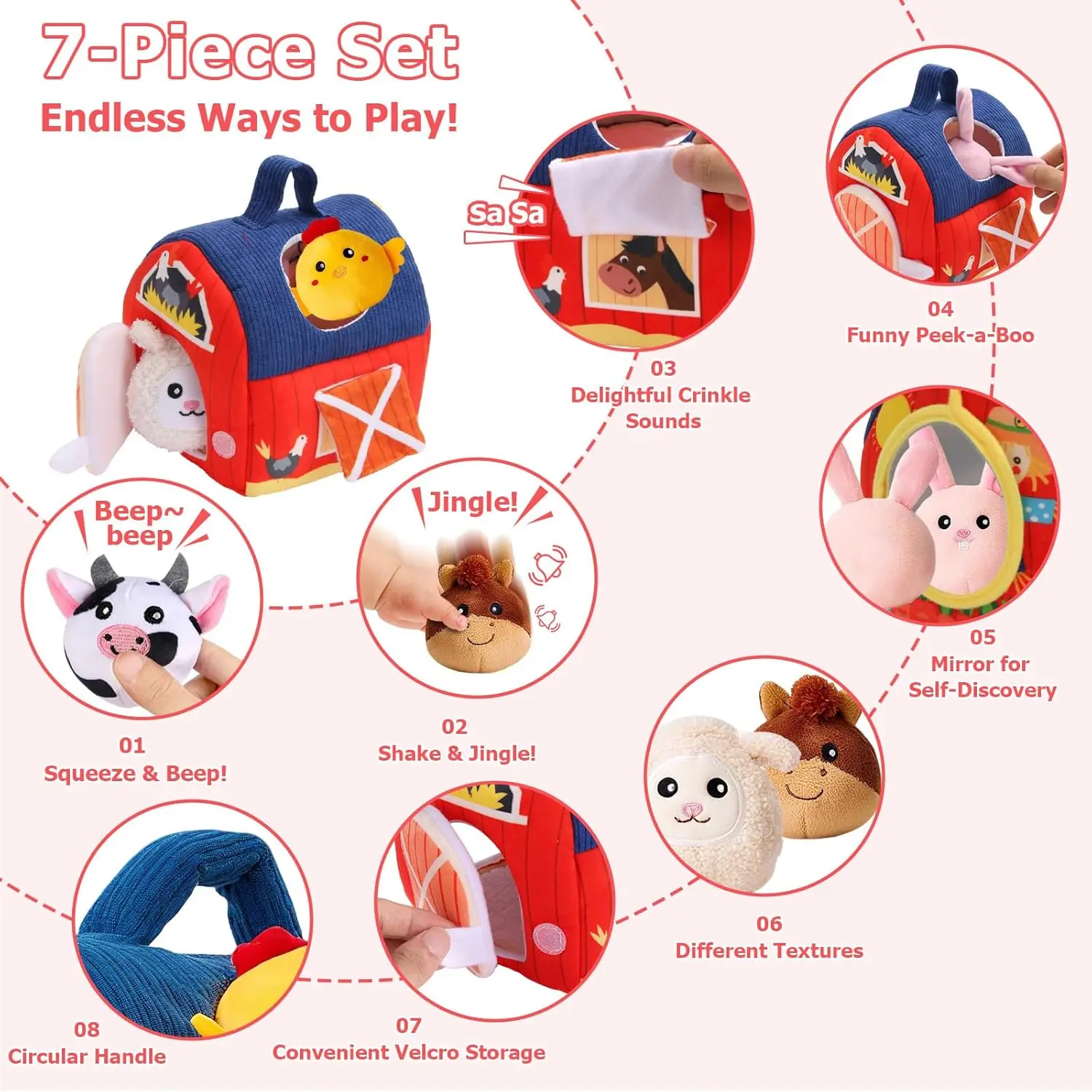 مفاجأة الحظيرة محشوة حيوانات المزرعة لعب للطفل 6-12 شهرا ألعاب مونتيسوري كرات حسية الصغار عيد الميلاد تخزين هدية #2