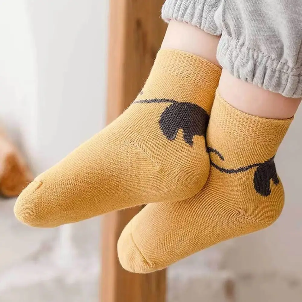 5 أزواج من الجوارب القطنية للأطفال بتصميم قطة مريحة للأطفال الصغار منتصف العجل جوارب قابلة للتنفس للربيع والخريف للأطفال #3