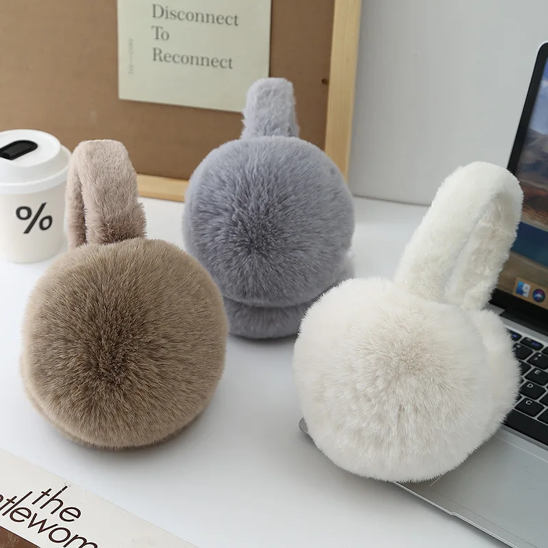 Orejeras plegables de piel sintética de conejo, cubiertas cálidas para las orejas de invierno para mujeres, para viajes al aire libre y uso diario (2025 recién llegados) ‌
