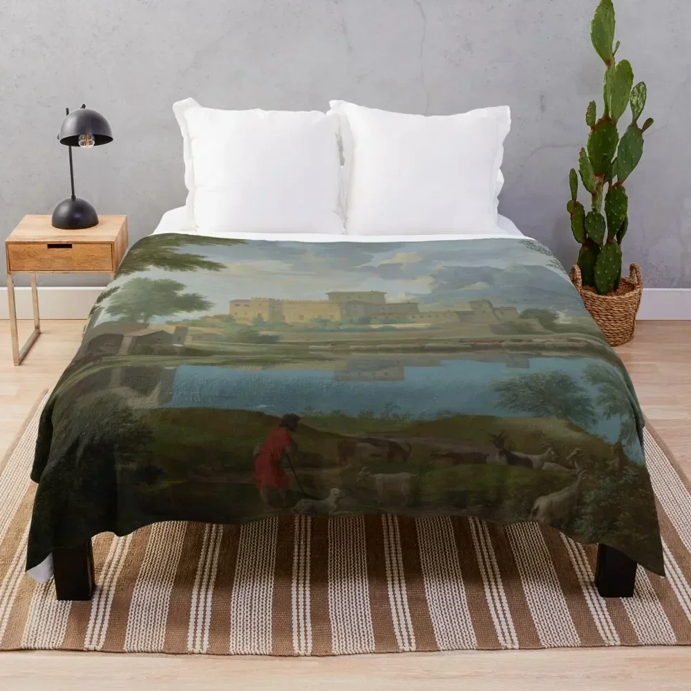 

Landscape with a Calm (Un Tem[p]s calme et serein) - Nicolas Poussin Throw Blanket bed plaid Sofa Sofa Quilt Blankets