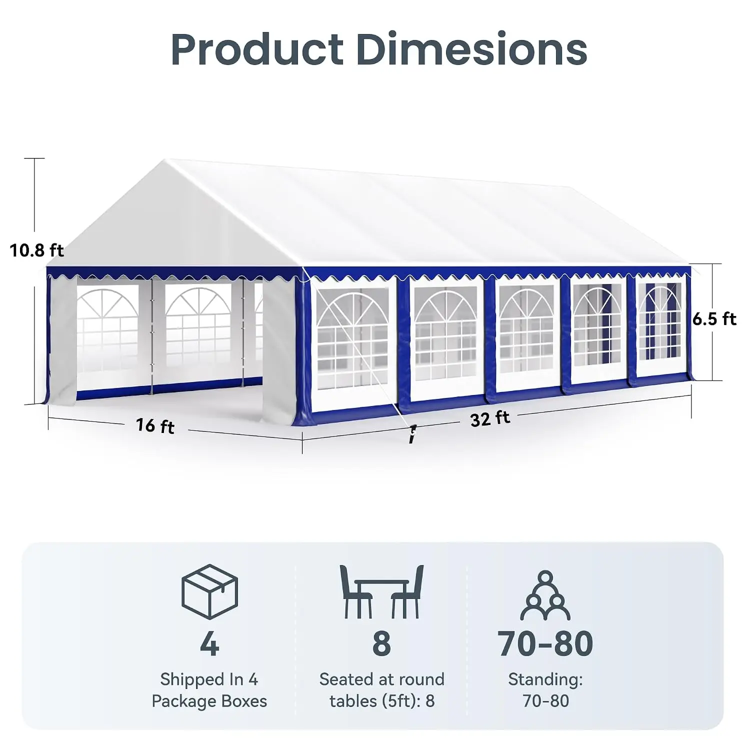 Tent for Party 16x32ft, Wedding Event Heavy Duty Parties Tents, Custom - view 5