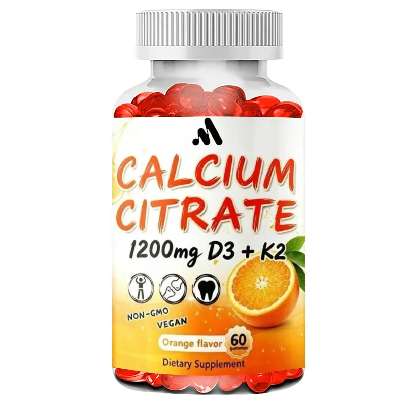 Calcium Citrate Gummies, 1200mg Calcium Containing Vitamin D3 and K2, Support Skeletal Muscle and Dental Health