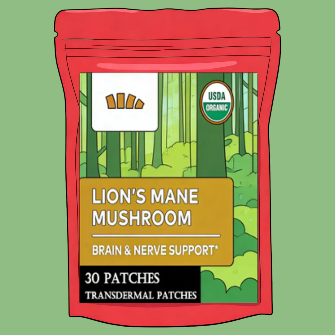 Lions Mane Mushroomm Transdermal Patches, Brain & Nerve Health Support 30 Patches