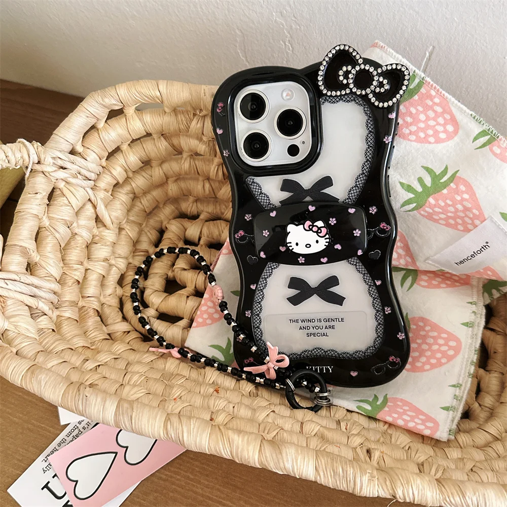 

Cute little flower Hello Kitty phone case for iPhone 14 15 15 pro 16promax cover with hinged cartoon shockproof protective cover