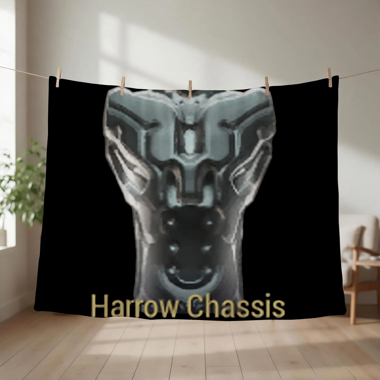 Harrow Chassis Blueprint Warframe Tennocon Meme Throw Blanket couch cozy soft plush fuzzy picnic outdoor blanket