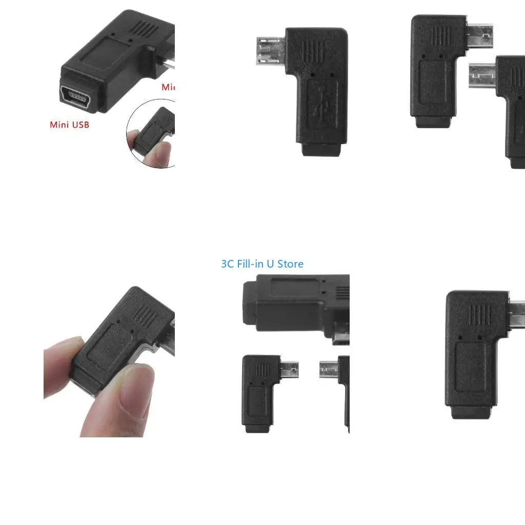 G8TA Left and Right Angled Mini USB 5Pin Female To Micro USB Male Data Sync Adapter