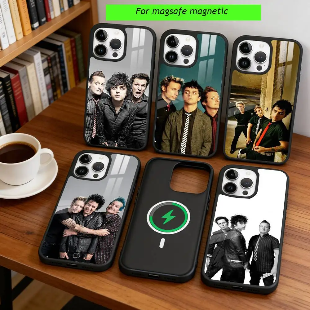 

G-Green Day Band Phone Case For iPhone17,16,15,14,13,12,11 Plus,Pro Magnetic with Magsafe Wireless Charging