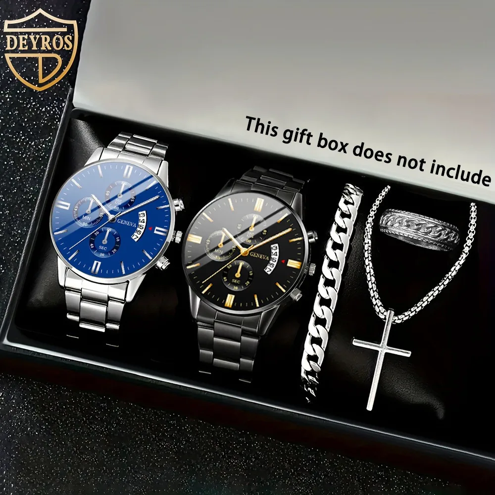 

5 шт./компл. повседневный модный набор кварцевых часов, две часы, три ювелирных изделия, удобная одежда, модные аксессуары