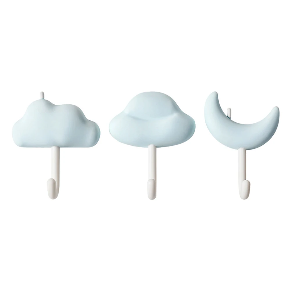 White Decorative Hooks Three Piece Wall Hook Set Decorative Hooks Key Organizer Peel-off Backing No Drilling Installation