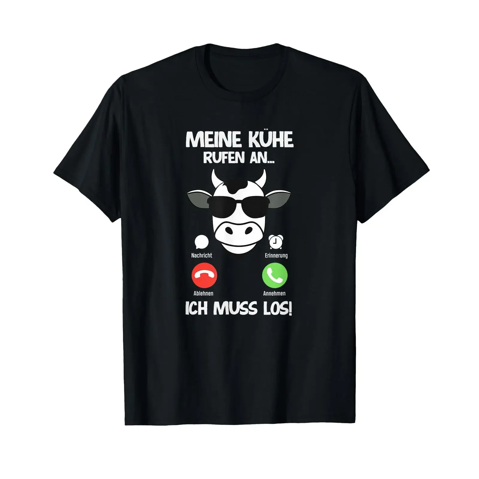 T Shirt with German Text Meine Kühe Rufen An Ich Muss Los Farmer vintage Washed homme fashion Stretched Top For Everyday Wear