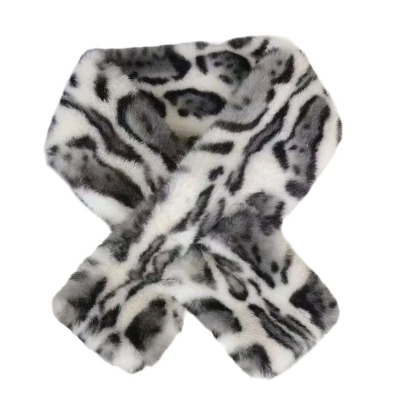 Comfortable Faux Furs Scarf Leopard Pattern Winter Warm Gift Fashion Accessory Y166