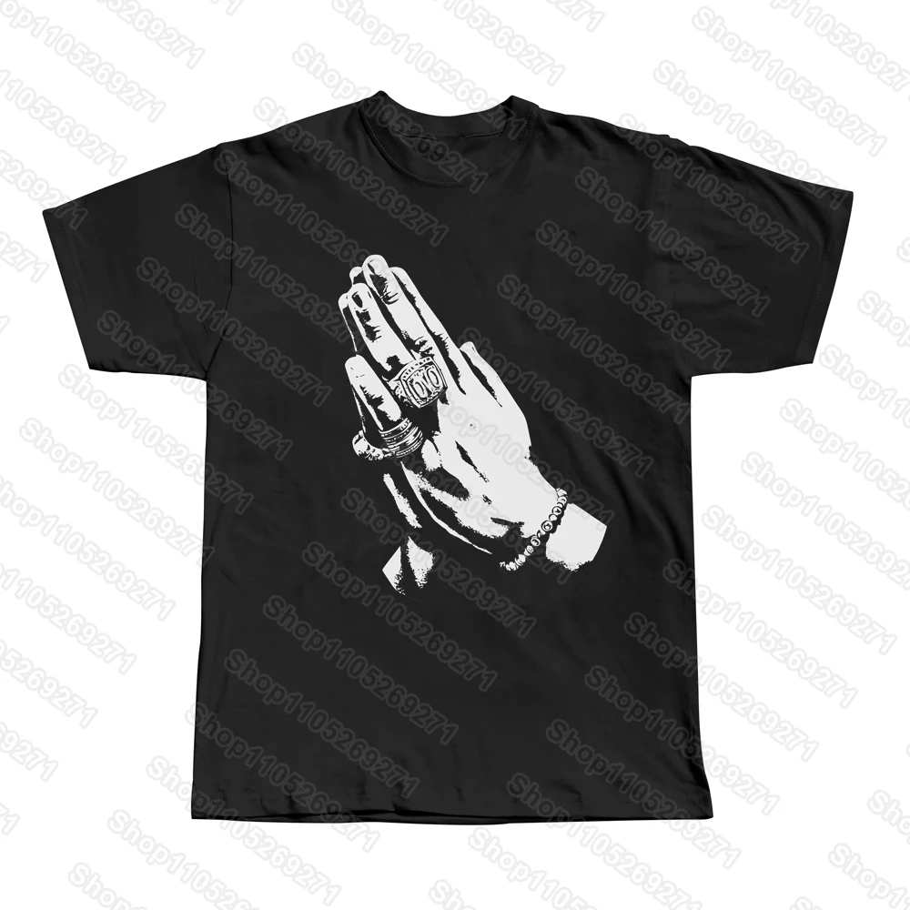 2026 New Summer Both Hands Prayers Print T-Shirt Unisex Short-sleeved Hip Hop Retro Street Y2K Casual Fashion Top Clothing