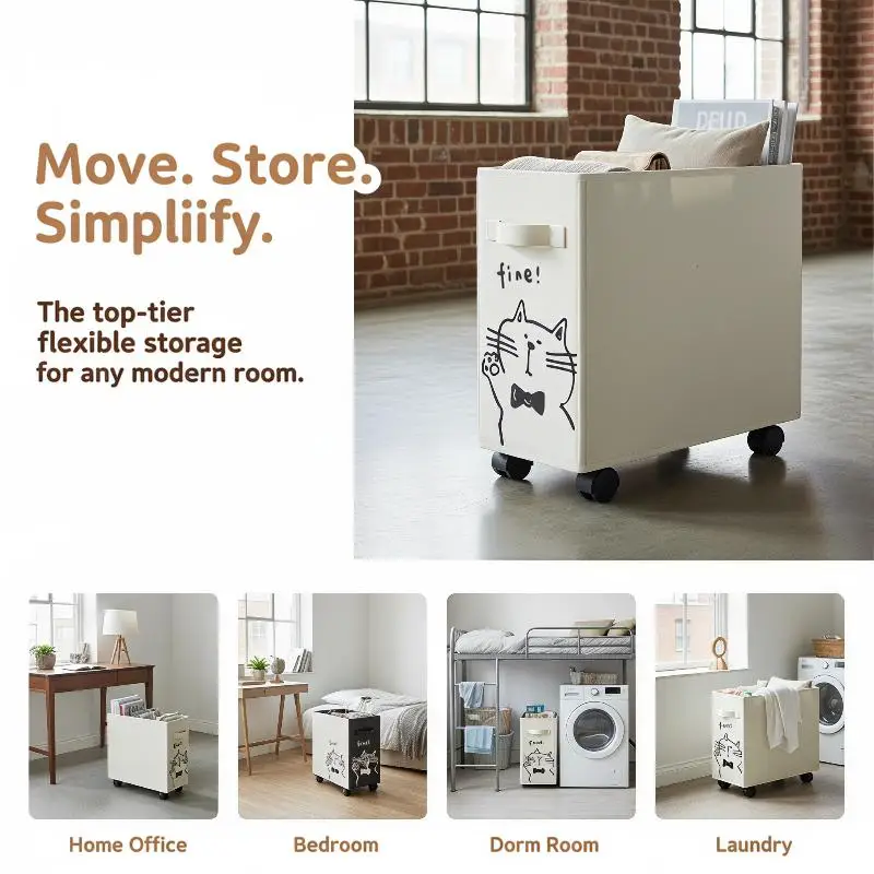 Foldable Rolling Storage Cart Under Desk Mobile Organizer Portable File Holder for Home Office Dorm Daily Use