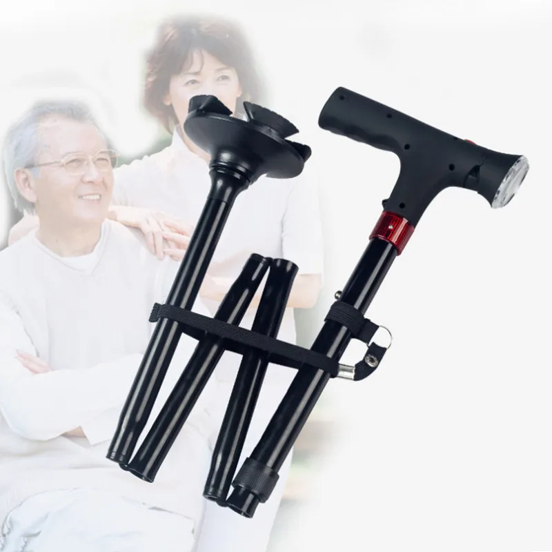 

Collapsible Sticks LED Cane 5 Section Adjustable Crutch Anti-skid Aluminum Walking Cane Trusty Sticks For Parents Mobility Aids